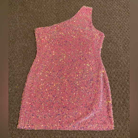 ARIA ONE SHOULDER MINI DRESS - PINK, size xL - Picture 2 of 2